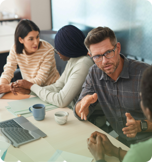 Financial team collaborating